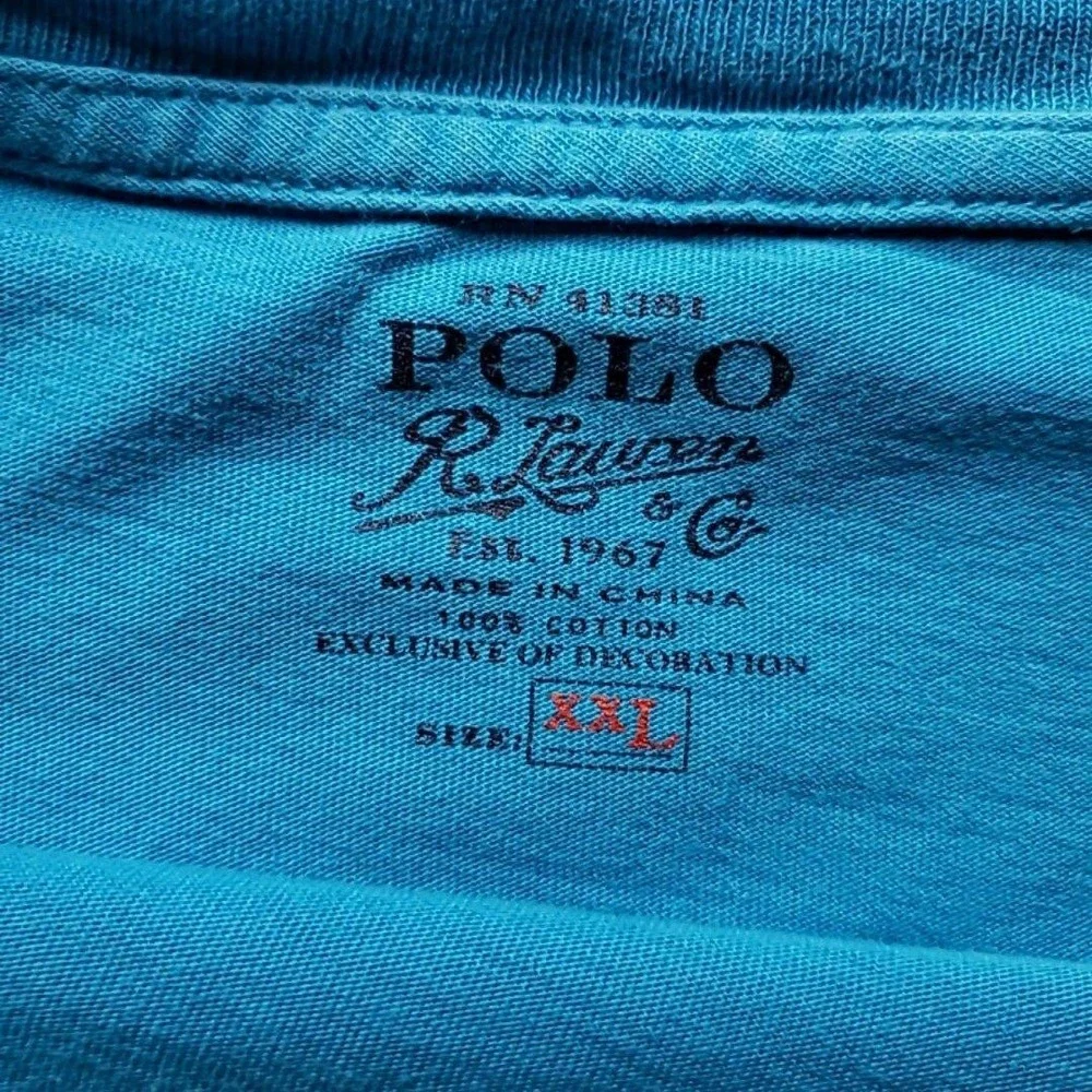 Polo Ralph Lauren Shirt Mens 2XL Blue Crewneck Pocket Pony Logo Tagless Tee